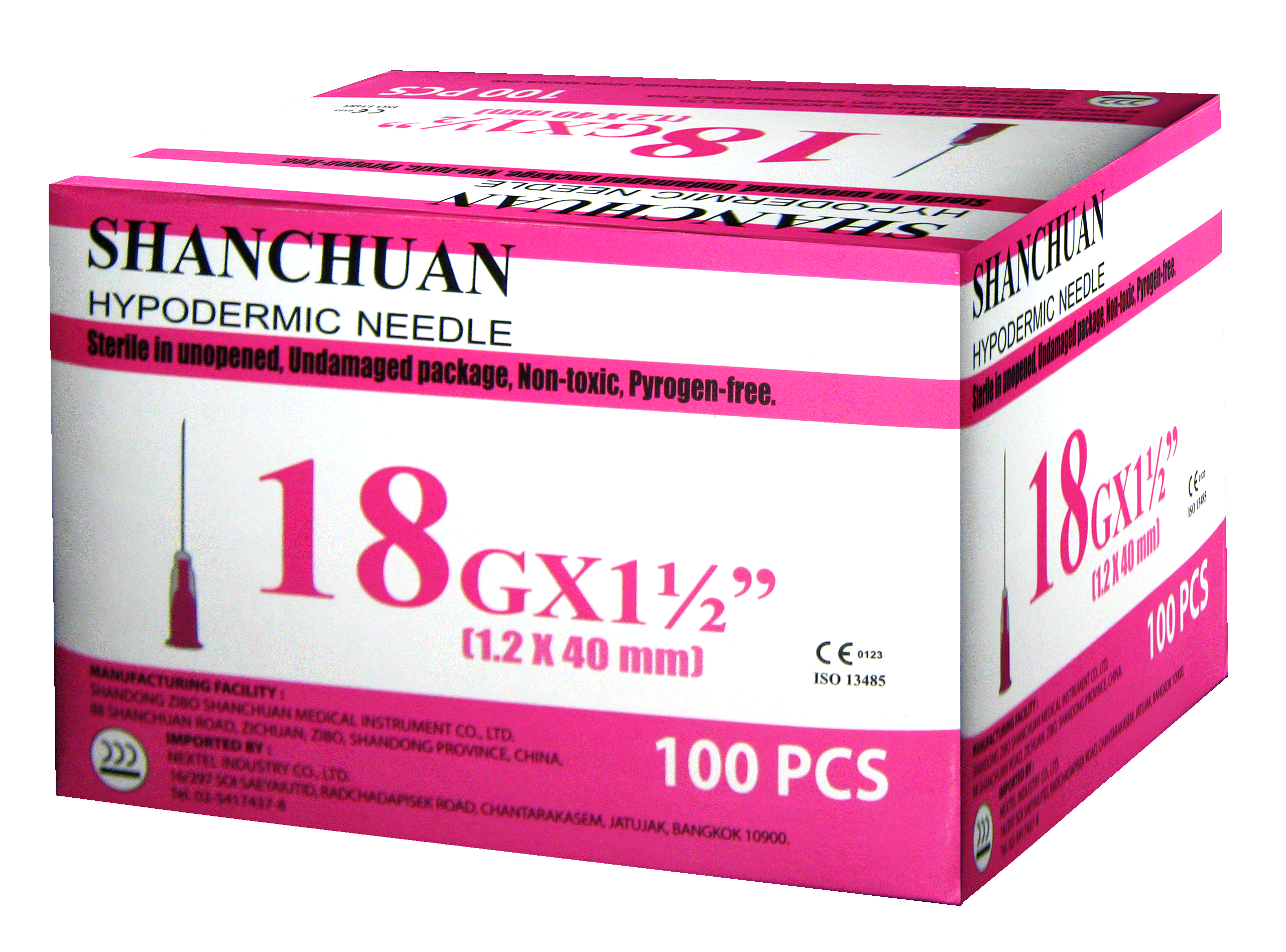 SHANCHUAN (ซานชวน) เข็มฉีดยาพลาสติก เบอร์ 18Gx1 1/2"